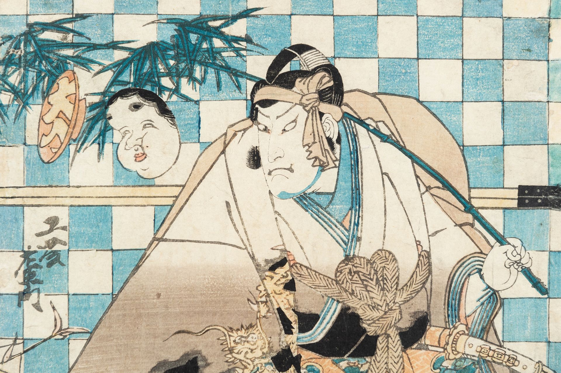 UTAGAWA TOYOKUNI III: A COLOR WOODBLOCK PRINT TYPTICH DEPICTING SOGA MONOGATARI - Image 10 of 15