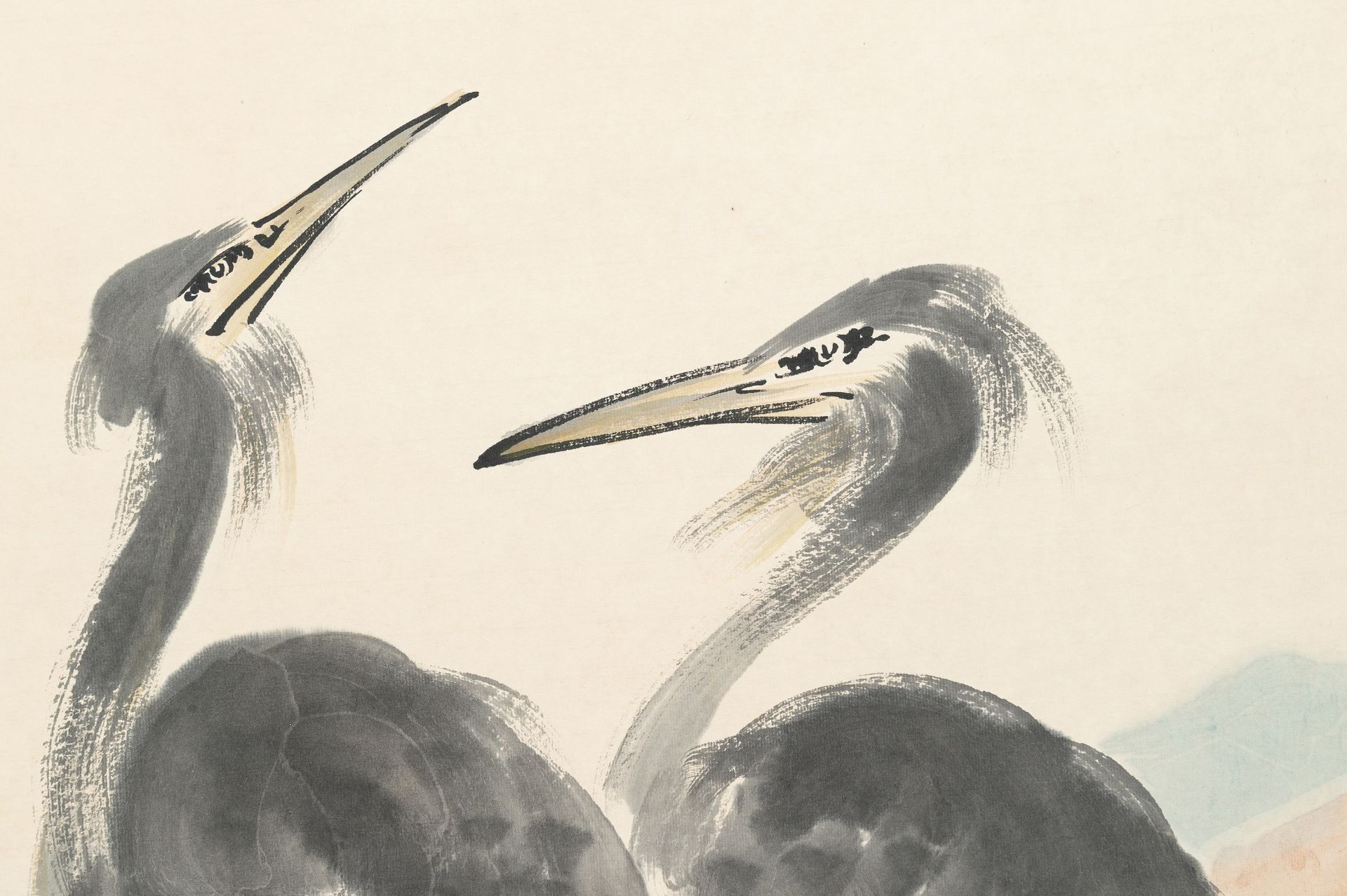 A SCROLL PAINTING OF THREE EGRETS, MANNER OF LI KUCHAN (1899-1983) - Image 5 of 9
