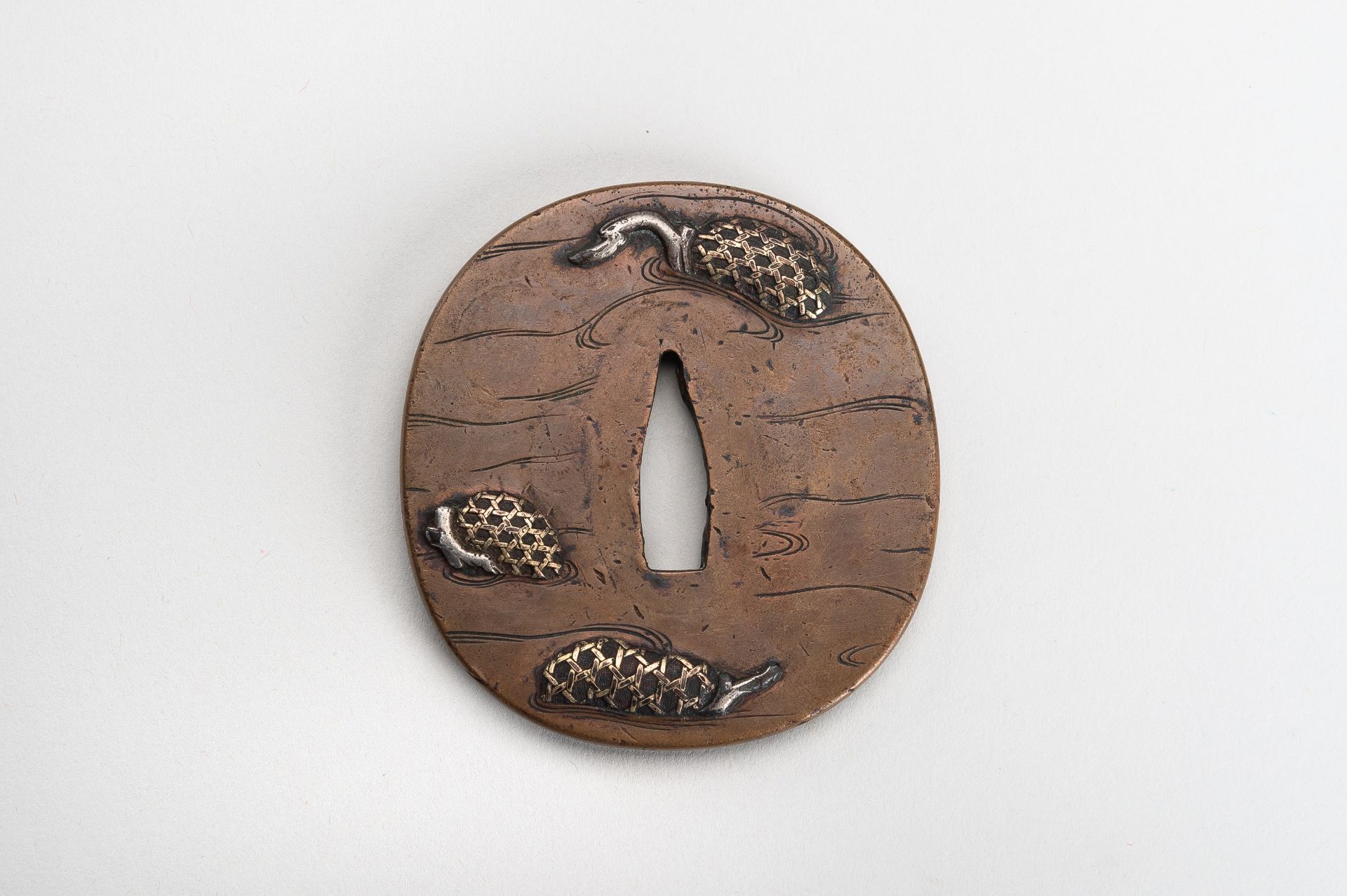 A LOT WITH THREE COPPER AND BRASS TSUBA, 19th CENTURY - Image 9 of 12
