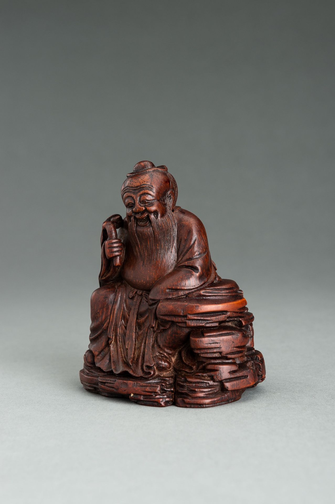 A BAMBOO FIGURE OF SHOULAO, QING DYNASTY - Image 5 of 13