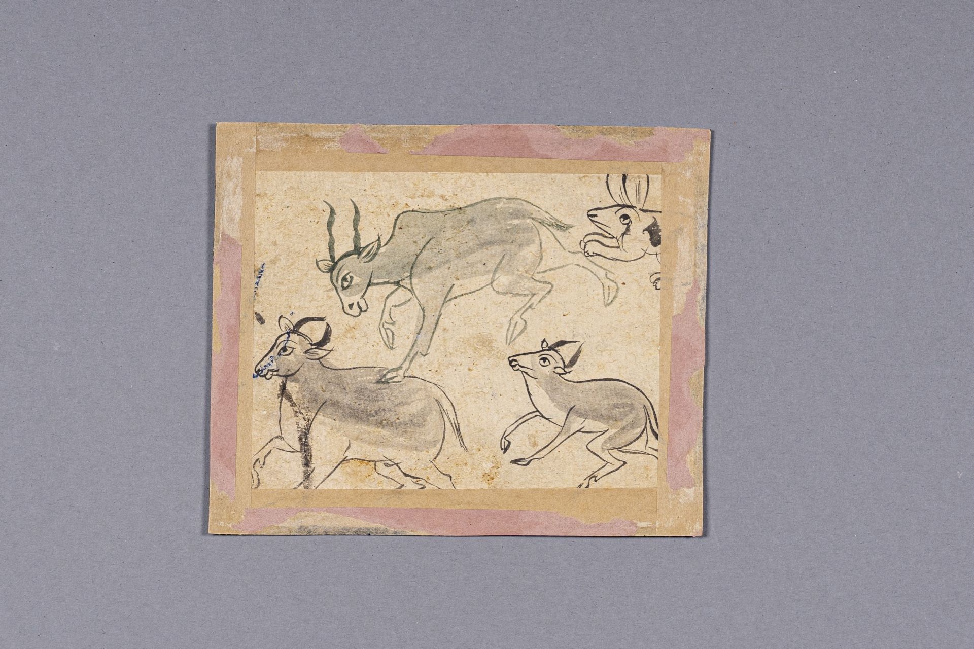 AN INDIAN MINIATURE PAINTING OF RAMS AND A RABBIT, 19th CENTURY - Image 6 of 6