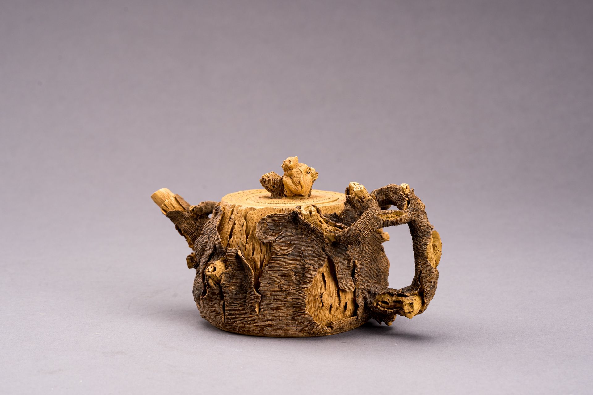 AN YIXING ZISHA 'TREE STUMP' TEA POT - Image 6 of 13