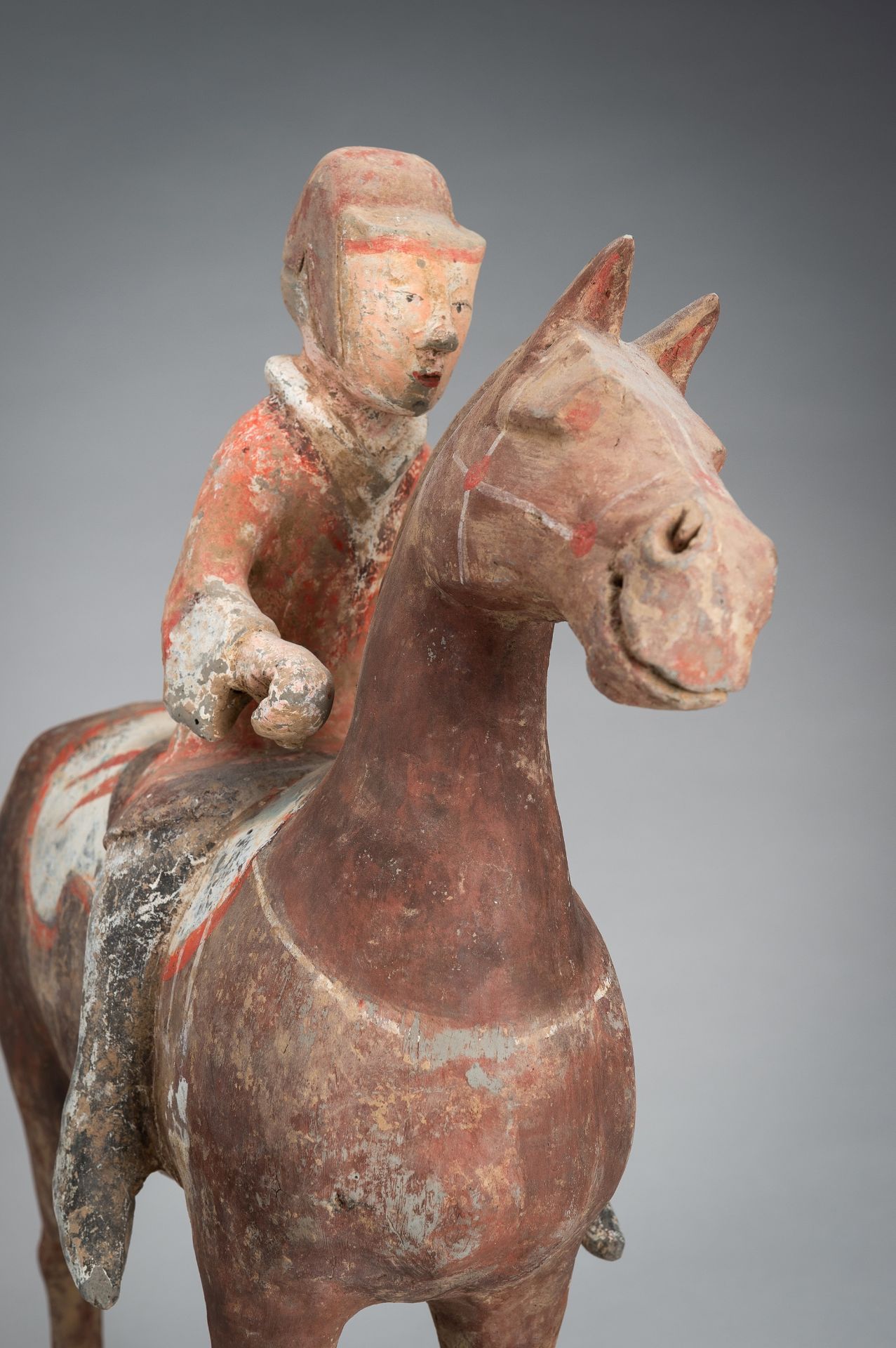 A POTTERY FIGURE OF AN EQUESTRIAN, HAN DYNASTY - Image 8 of 13