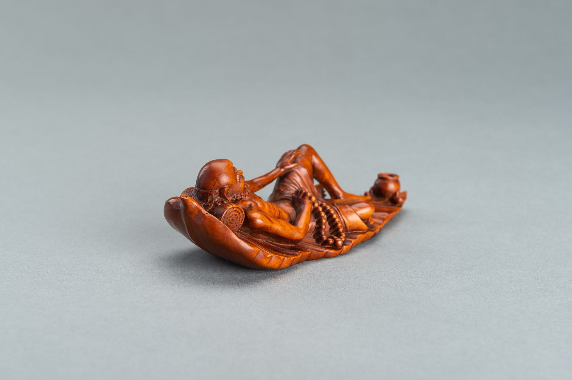 A WOOD FIGURE OF BODHIDHARMA - Image 8 of 12