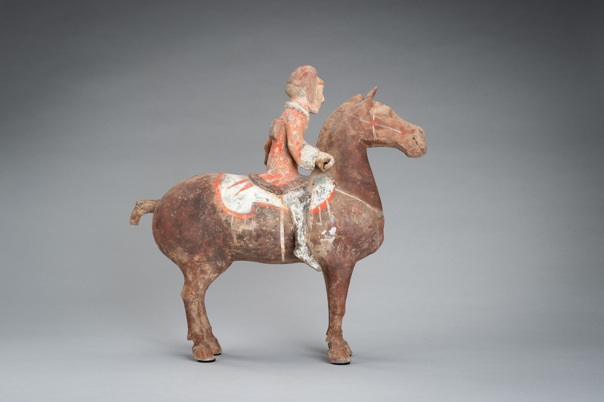 A POTTERY FIGURE OF AN EQUESTRIAN, HAN DYNASTY - Image 7 of 13