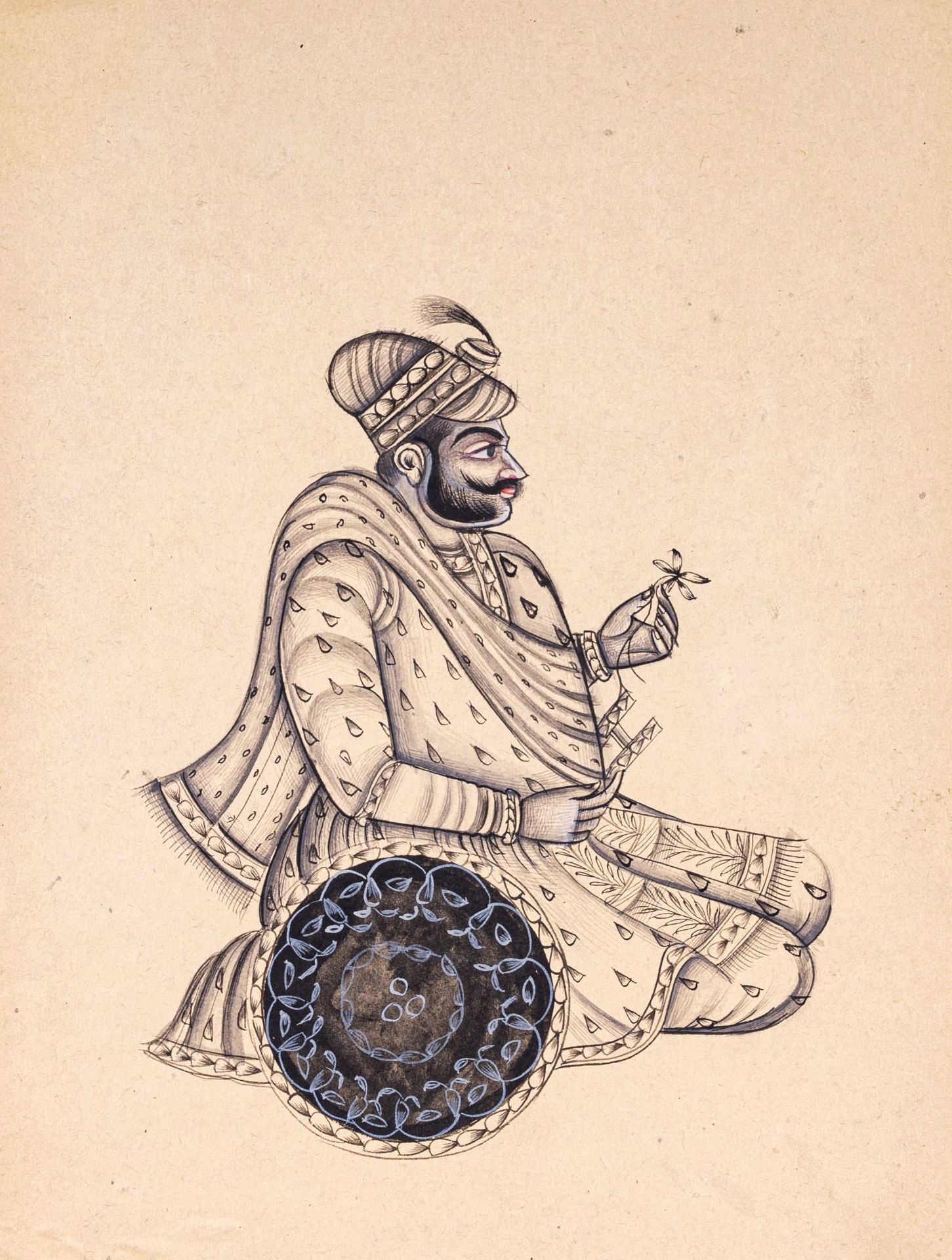 AN INDIAN MINIATURE PAINTING OF A RAJPUT NOBLEMAN