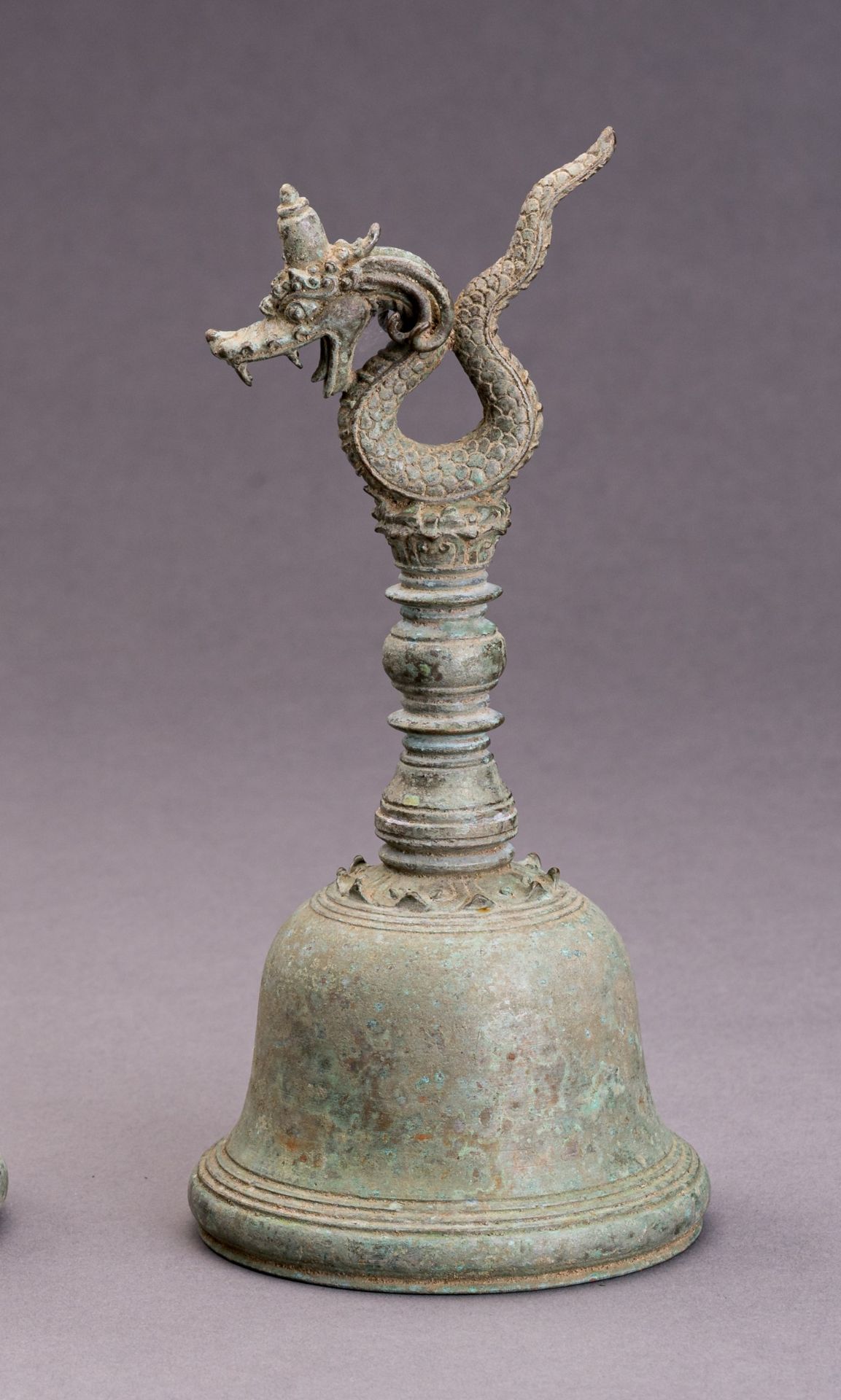 A BRONZE 'DRAGON' TEMPLE BELL