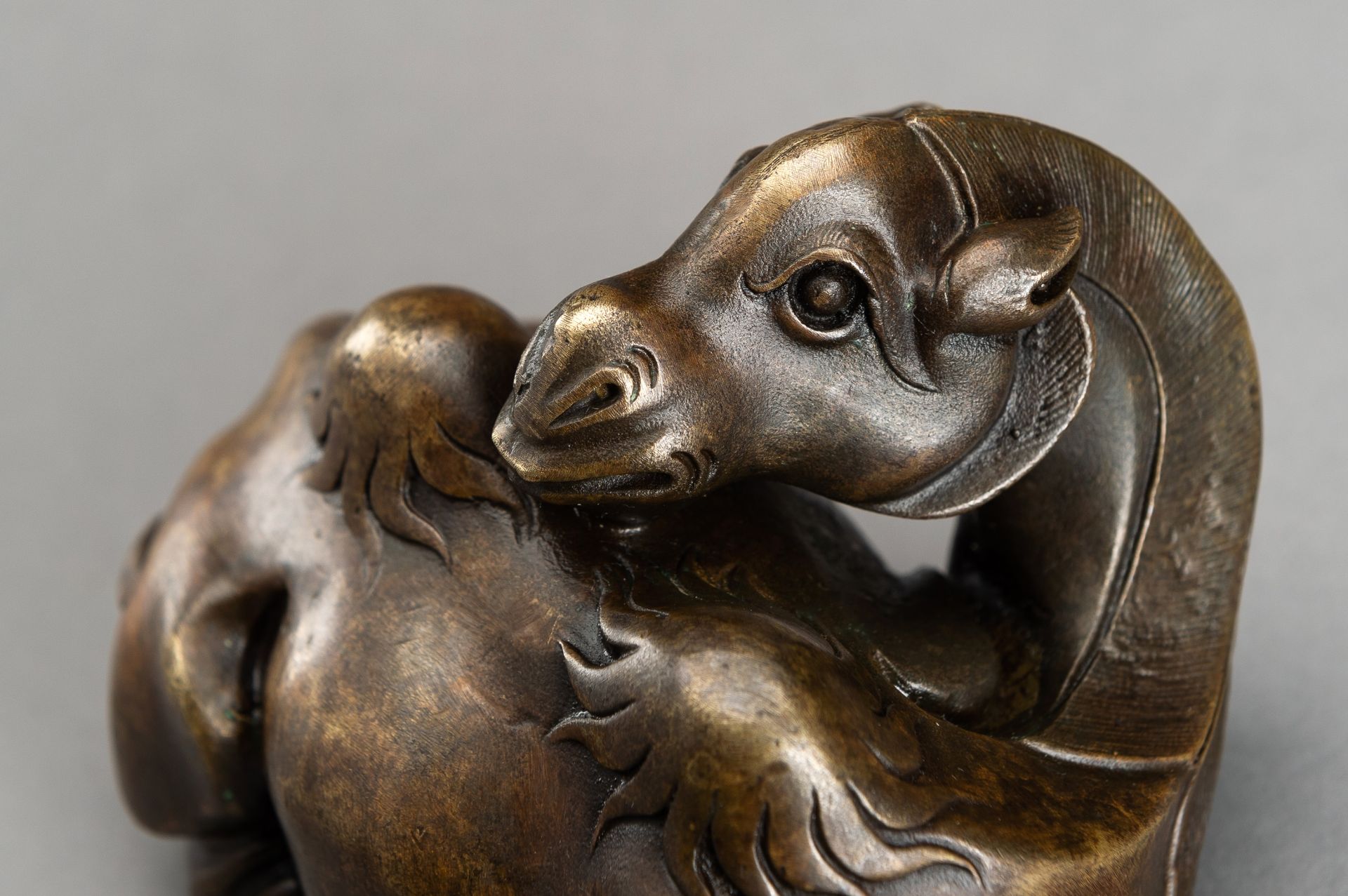 A BRONZE SCROLL WEIGHT OF A BACTRIAN CAMEL, QING - Image 3 of 12