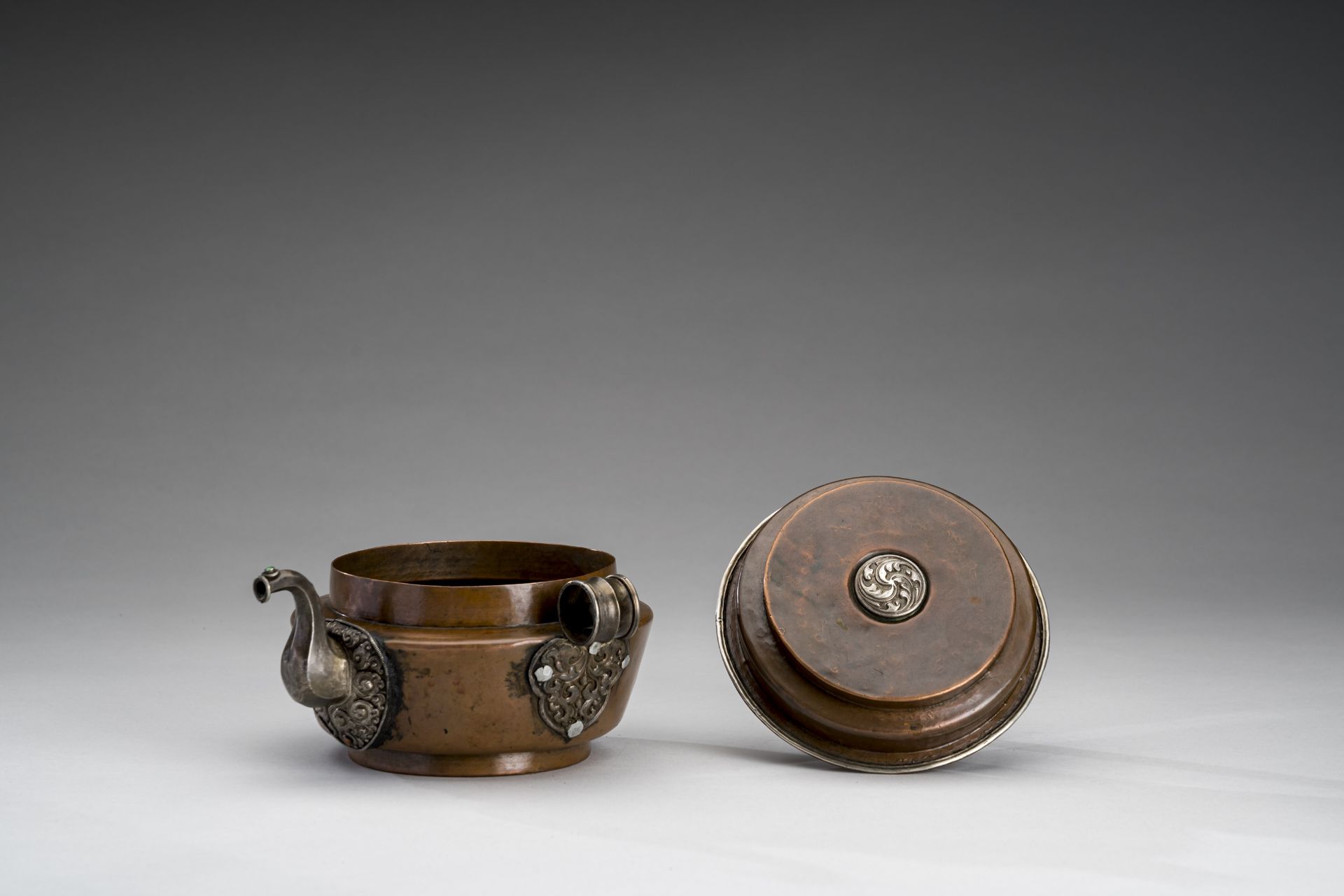 TWO RITUAL TIBETAN COPPER WATERPOTS, 19th CENTURY - Image 7 of 10