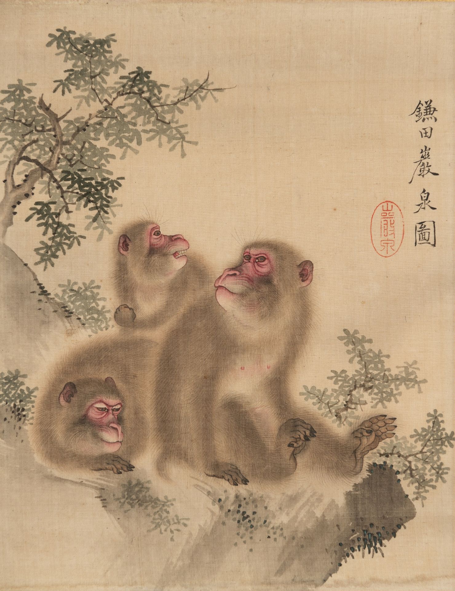 KAMATA GANSEN: A RARE SET OF FOUR FINE JAPANESE SILK PAINTINGS FROM AN ALBUM - Bild 3 aus 24