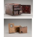 A WOODEN CHEST WITH DRAWERS AND A COPPER SAKE WARMER 'KANDOUKO', 19th CENTURY