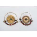 A PAIR OF GOLD FOIL REPOUSSE EARRINGS