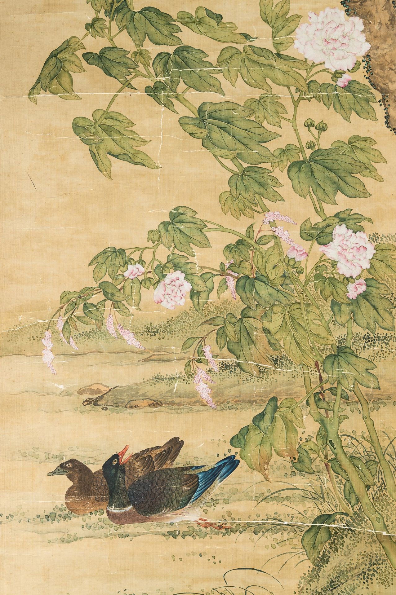 A GROUP OF THREE SCROLL PAINTINGS WITH DUCKS, BIRDS, AND RABBITS, QING - Image 16 of 30