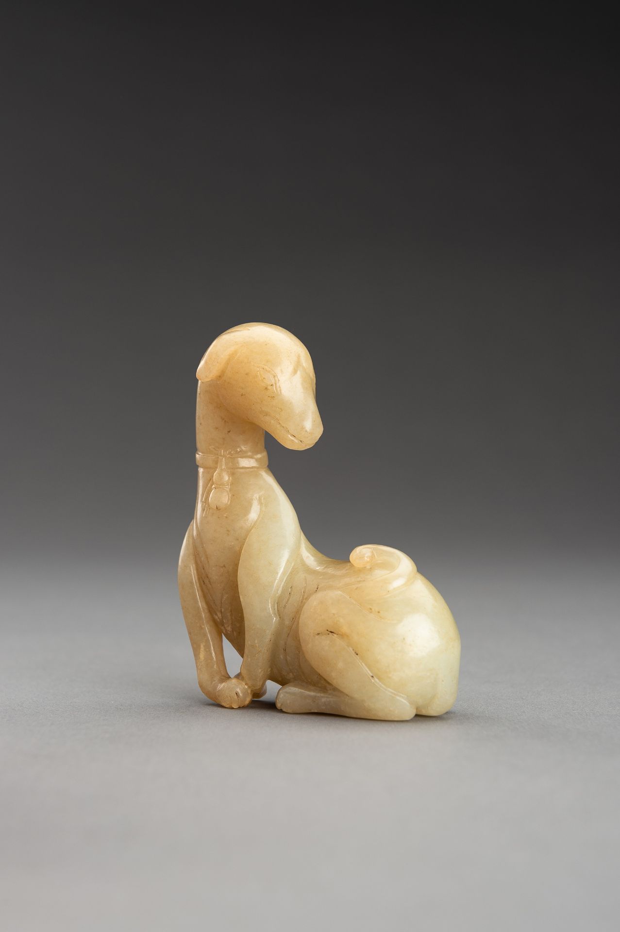 A PALE YELLOW JADE FIGURE OF A DOG, QING - Image 2 of 12