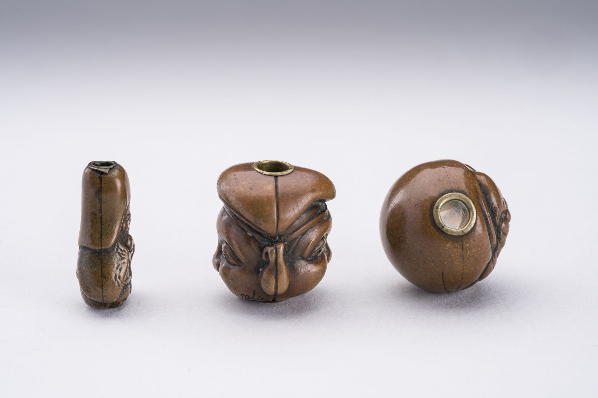 A GROUP OF THREE COPPER OJIME, 19th CENTURY - Image 3 of 8