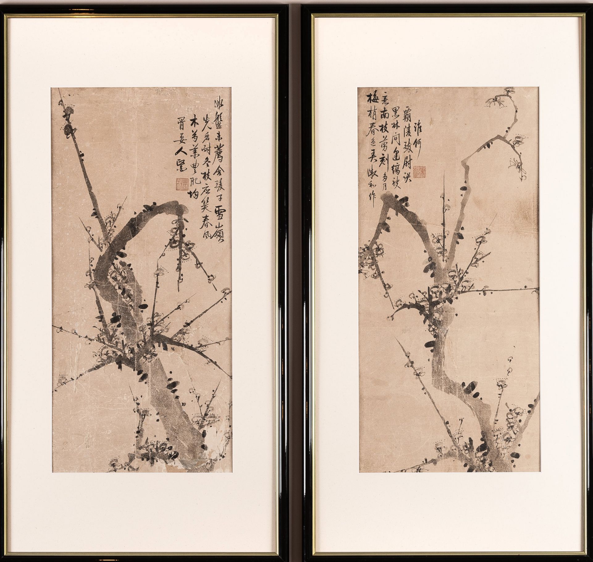 TWO CHINESE PAINTINGS WITH POEMS, QING DYNASTY