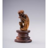 A SMALL BONE CARVING OF A SKELETON, MEIJI