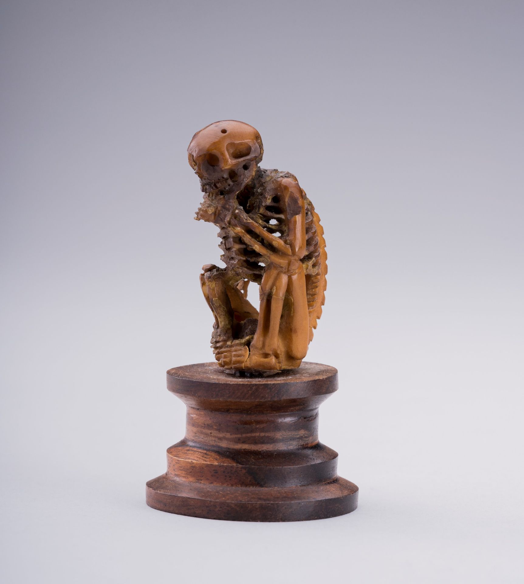 A SMALL BONE CARVING OF A SKELETON, MEIJI