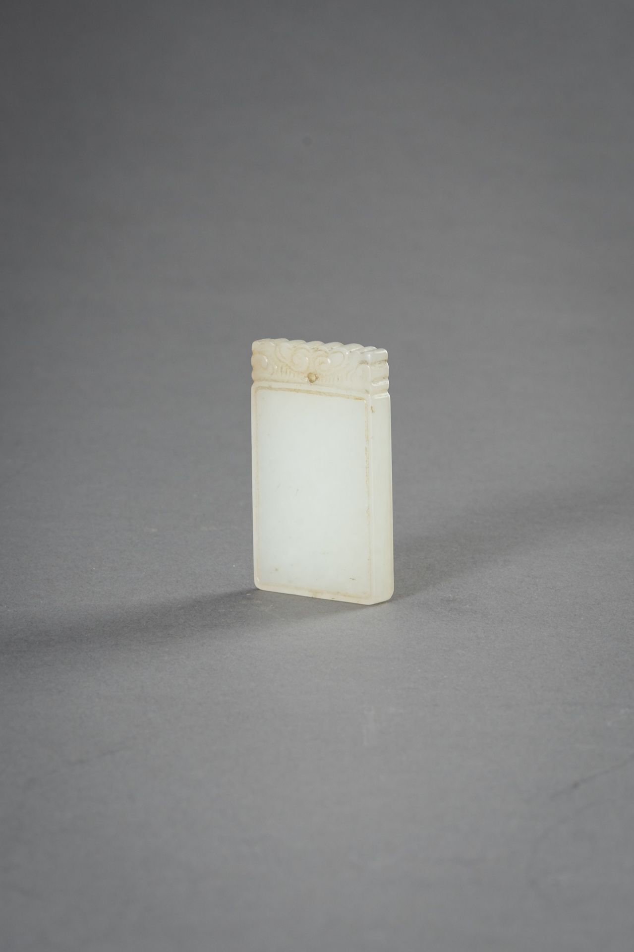 A MINIATURE WHITE JADE PLAQUE, 1930s - Image 7 of 8