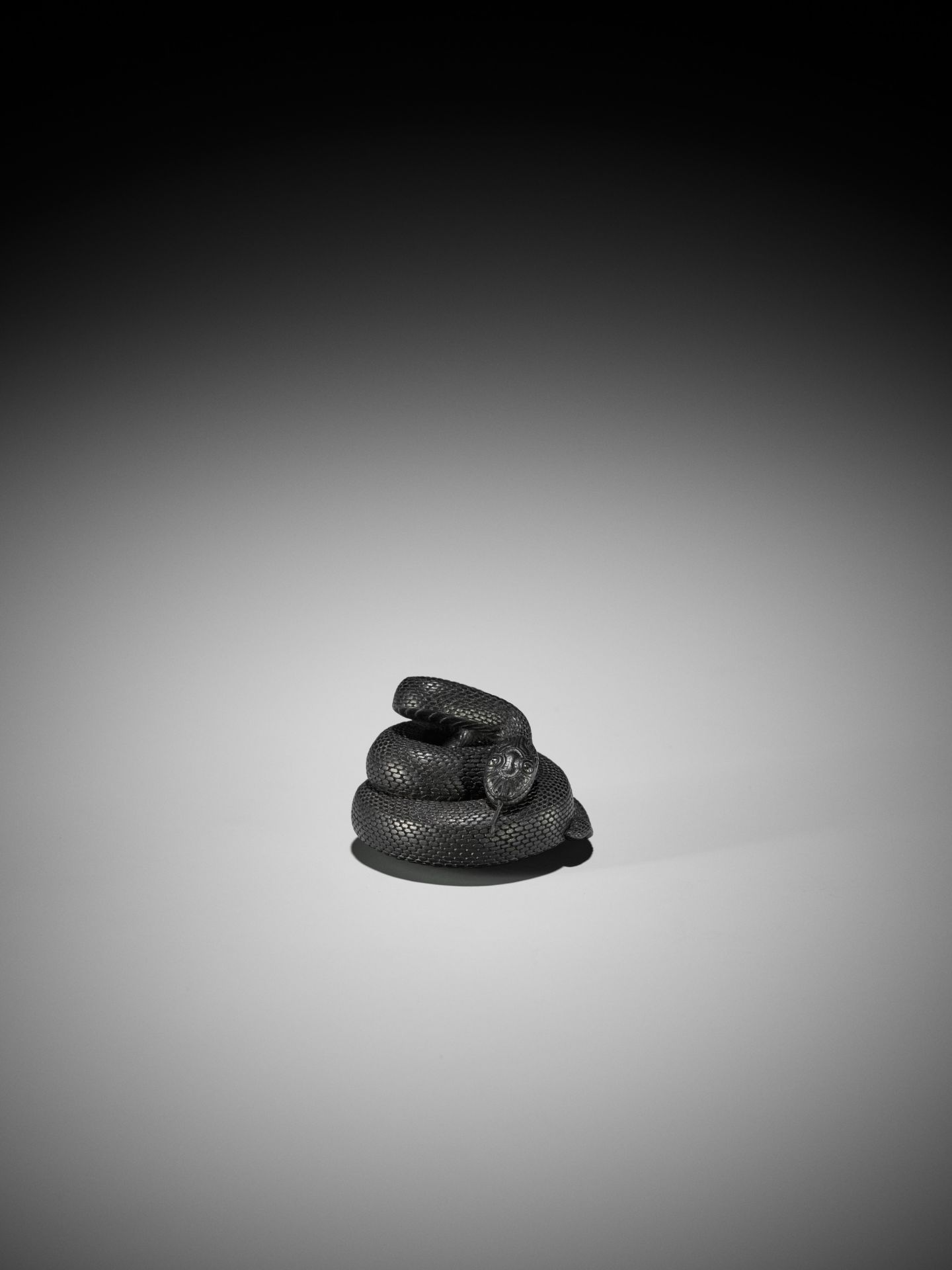 VADYM PYVOVAR: AN EBONY NETSUKE OF A COILED SNAKE AFTER MATSUDA SUKENAGA - Bild 3 aus 12