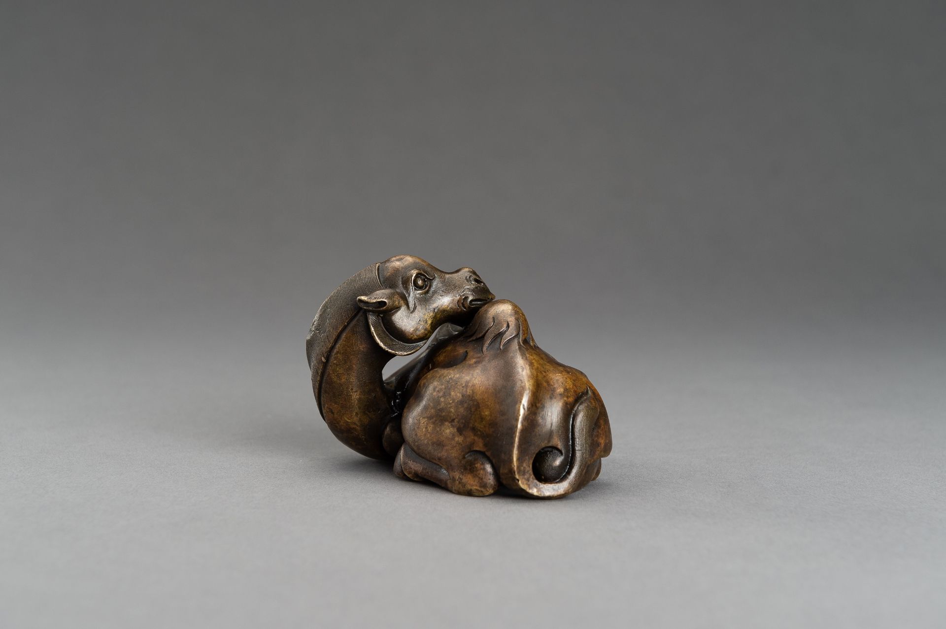 A BRONZE SCROLL WEIGHT OF A BACTRIAN CAMEL, QING - Image 7 of 12