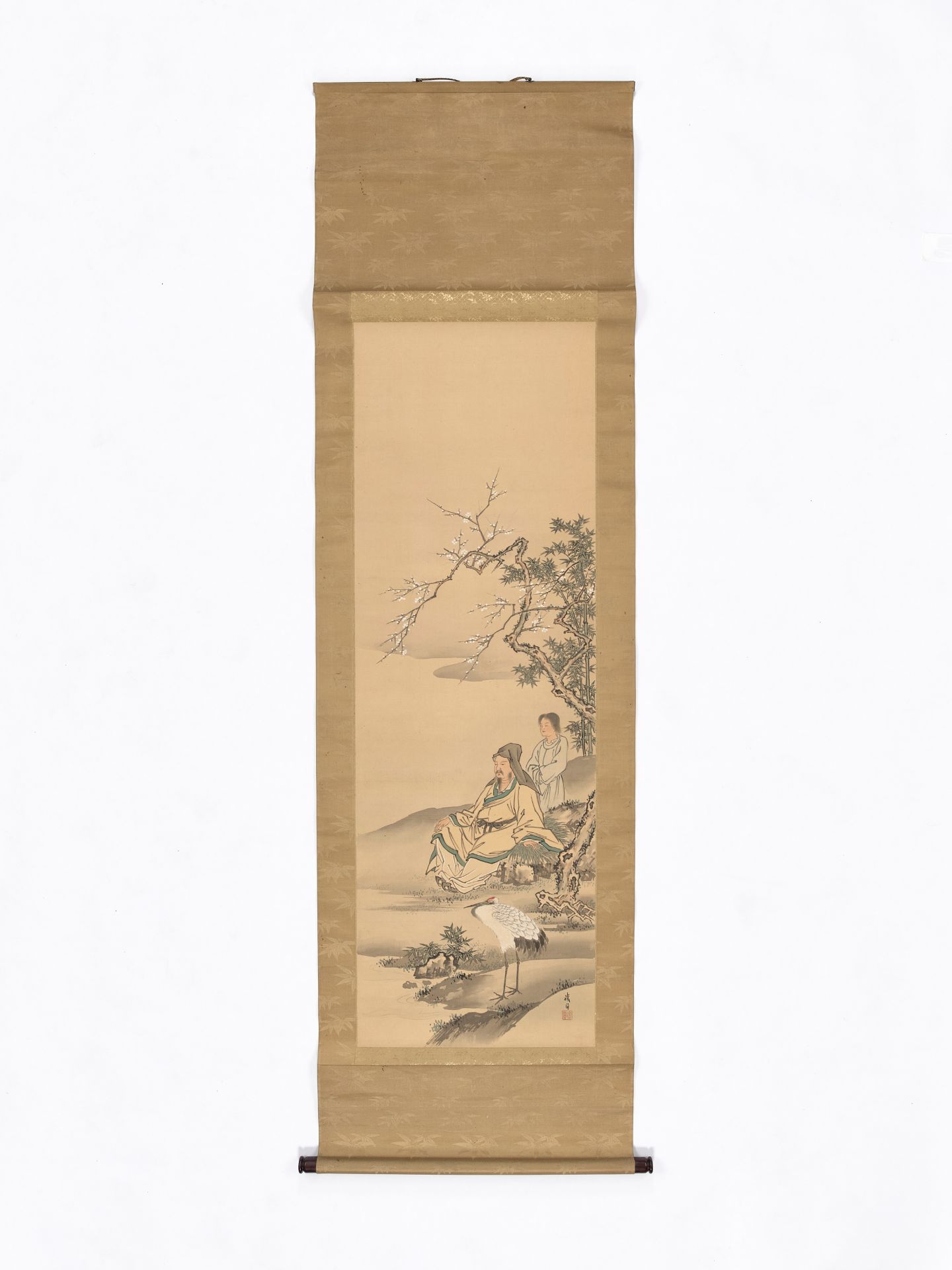 SAKUMA TETSUEN: A SCROLL PAINTING OF A SAGE WITH ATTENDANT AND CRANE - Bild 2 aus 5