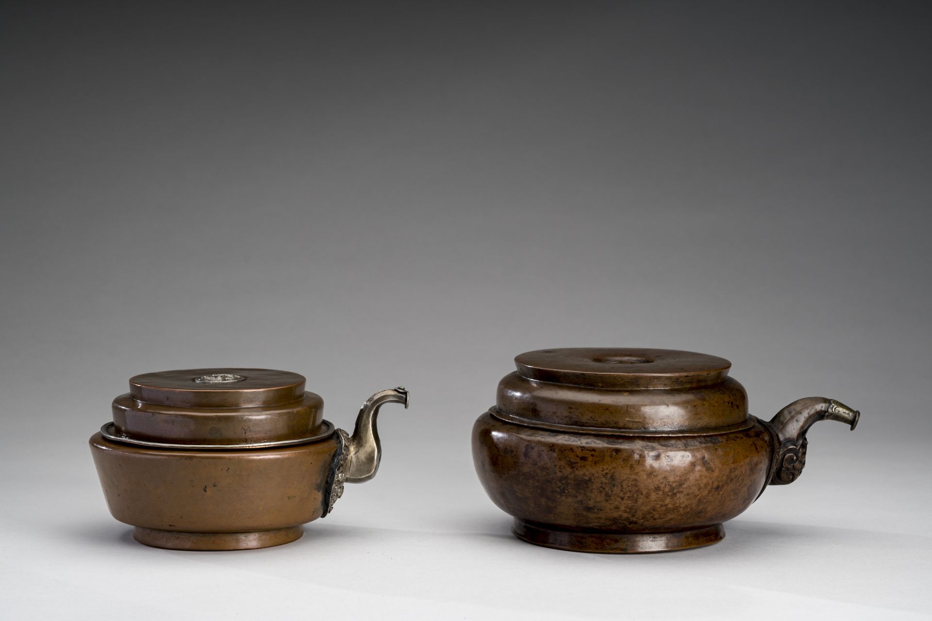 TWO RITUAL TIBETAN COPPER WATERPOTS, 19th CENTURY - Image 5 of 10