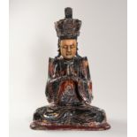 A VERY LARGE VIETNAMESE LACQUERED WOOD STATUE OF QUAN AM