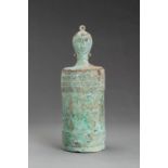 A LIDDED ANTHROPOMORPHIC BRONZE LIME CONTAINER