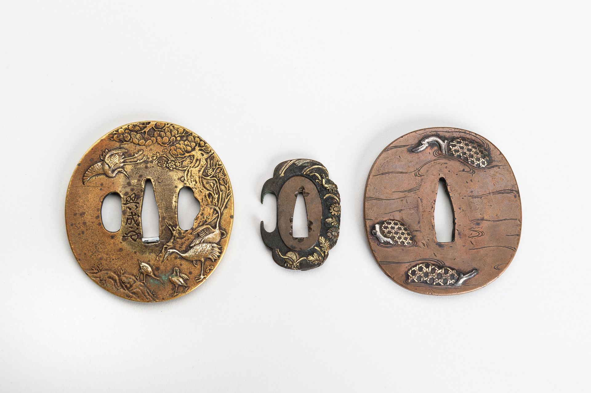 A LOT WITH THREE COPPER AND BRASS TSUBA, 19th CENTURY - Image 2 of 12