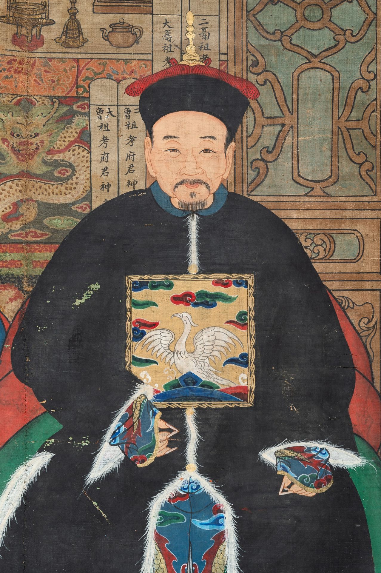 A HANGING SCROLL PAINTING WITH AN ANCESTRAL PORTRAIT - Bild 7 aus 9