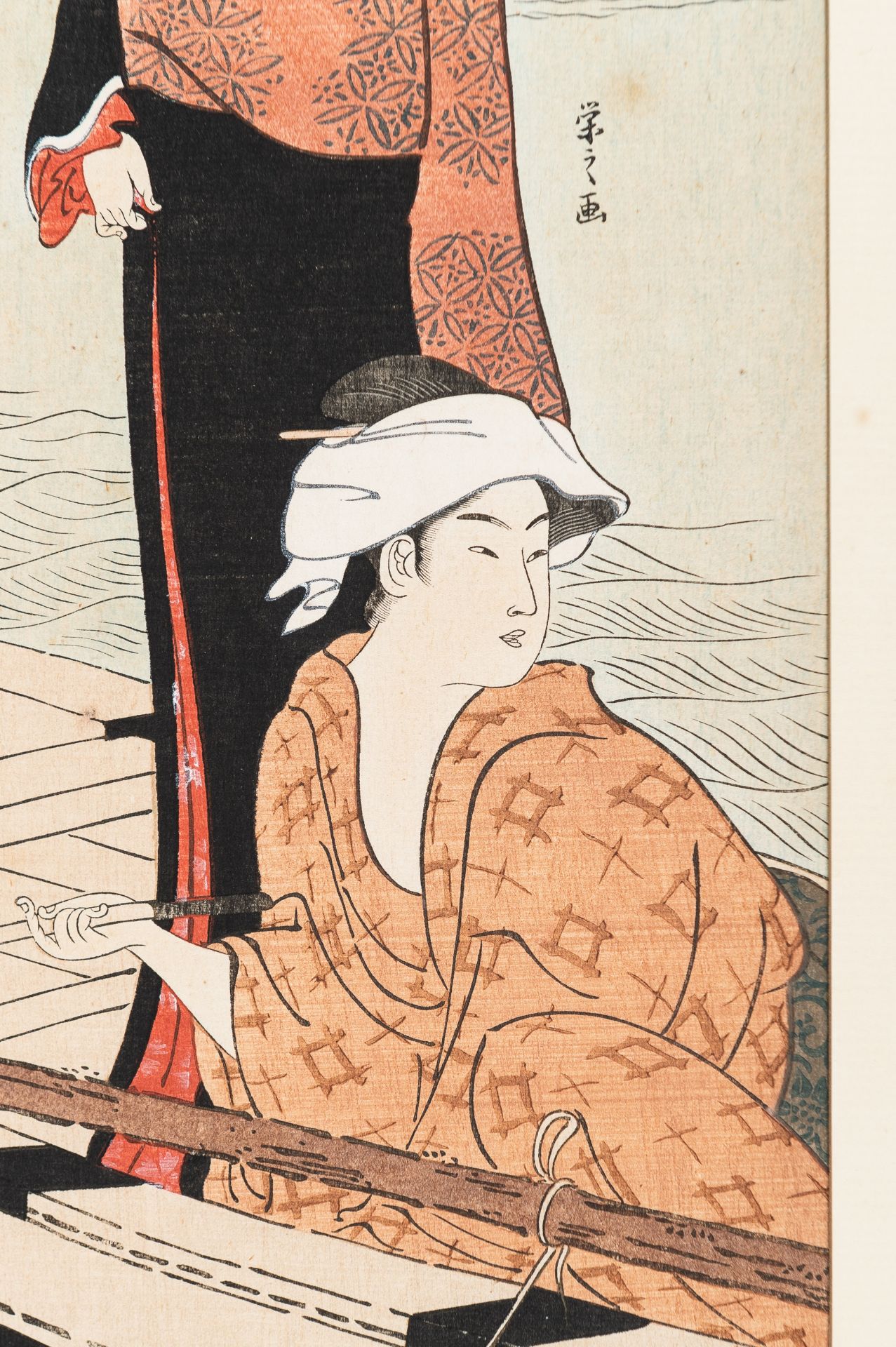 AFTER TORII KIYONAGA: TWO COLOR WOODBLOCK PRINT OF BEAUTIES - Image 6 of 12