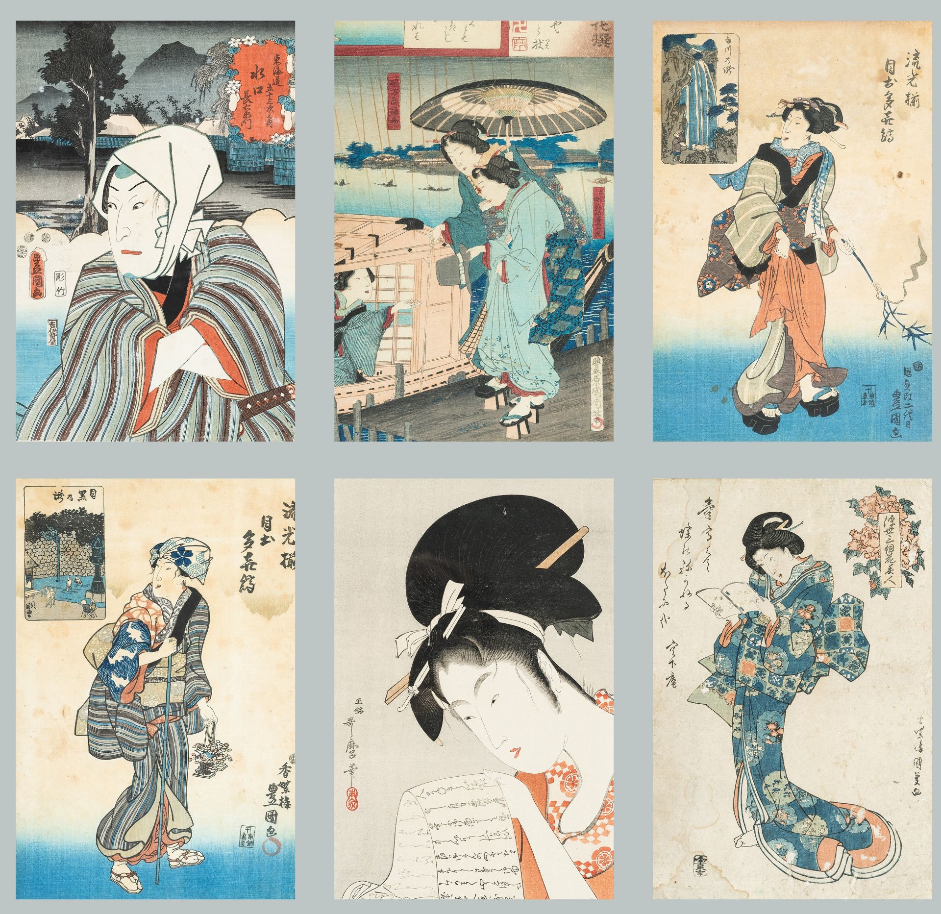 A LOT WITH SIX JAPANESE COLOR WOODBLOCK PRINTS