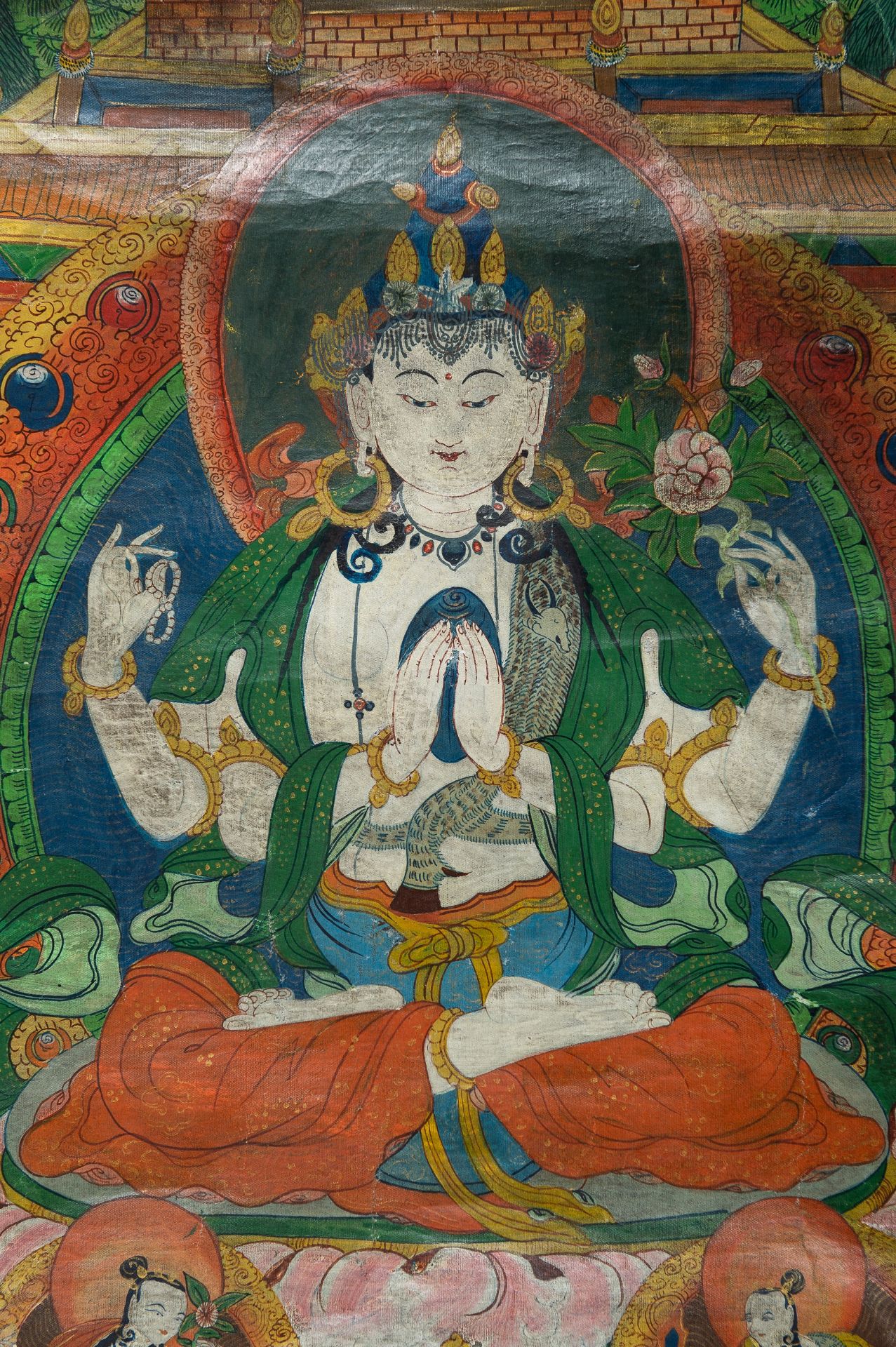 A THANGKA OF SADAKSHRI AVALOKITESHVARA, c. 1900s - Image 5 of 10