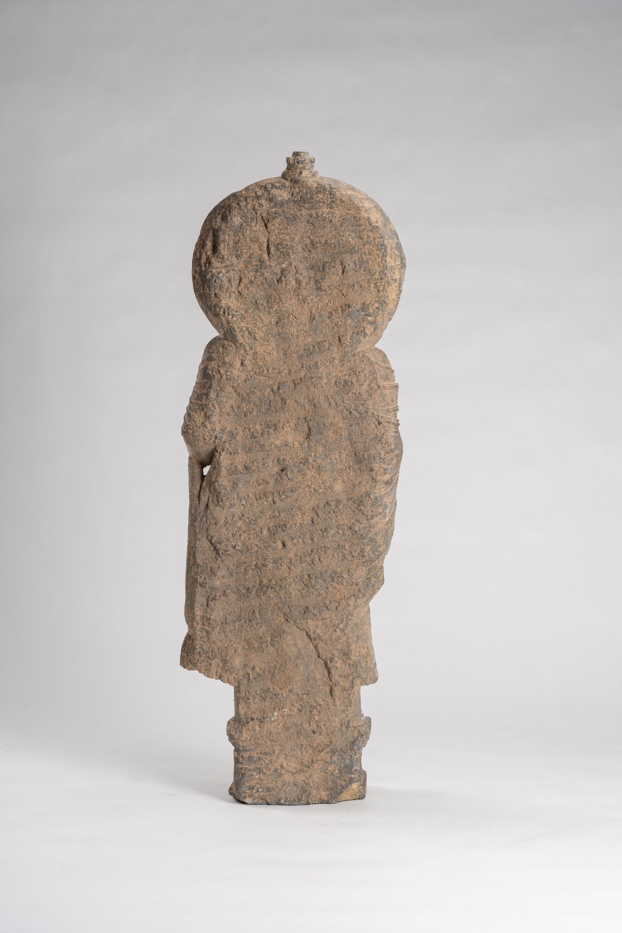 A GANDHARA-STYLE GRAY SCHIST FIGURE OF MAITREYA - Image 8 of 8