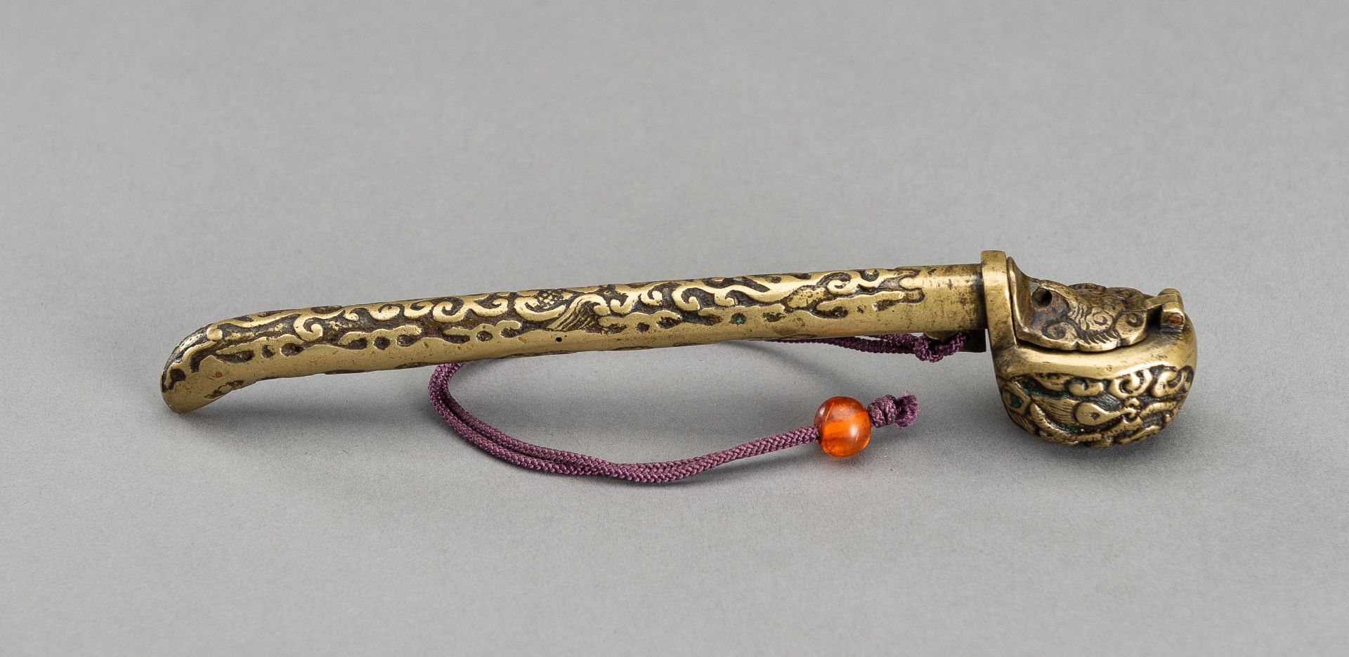 A BRASS 'KARAKUSA' YATATE, EDO