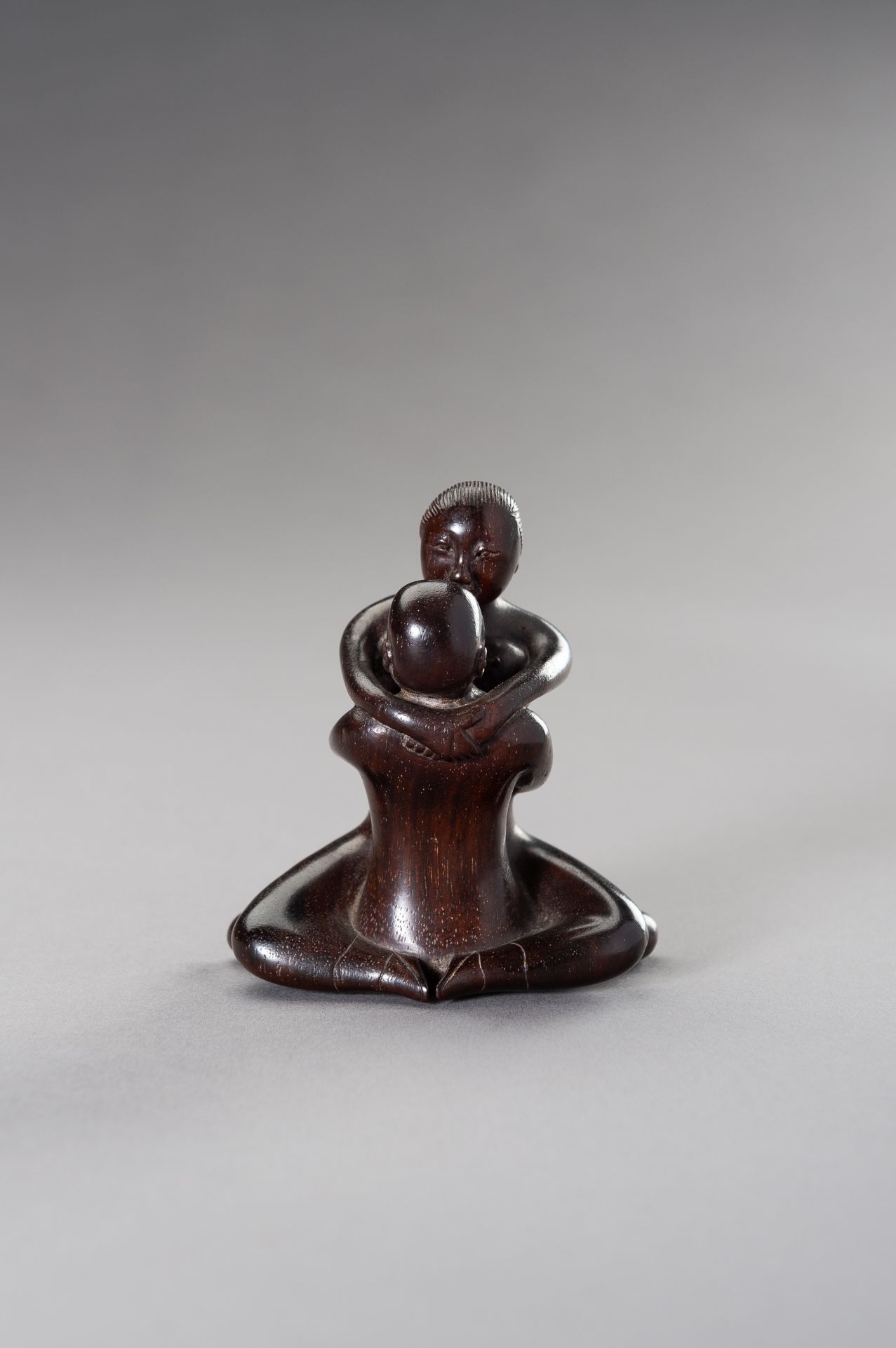 A ZITAN WOOD FIGURE OF A COUPLE IN EROTIC EMBRACE - Image 5 of 12