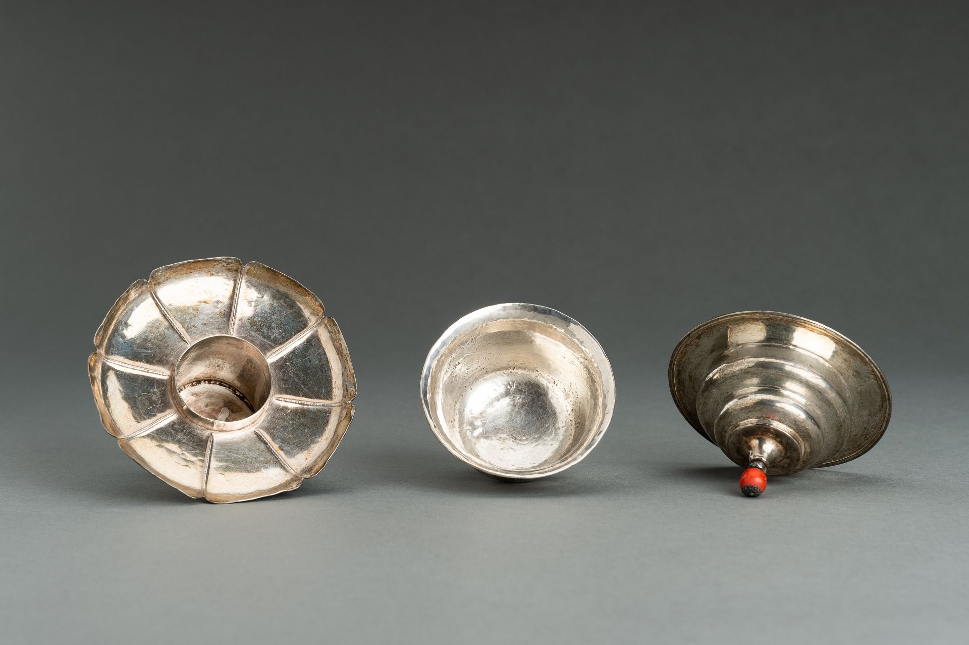 A SILVER BUTTER TEA SET, 19th CENTURY - Image 5 of 10