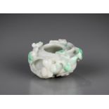 A SMALL JADEITE 'CHILONG' WASHER, LATE QING TO REPUBLIC