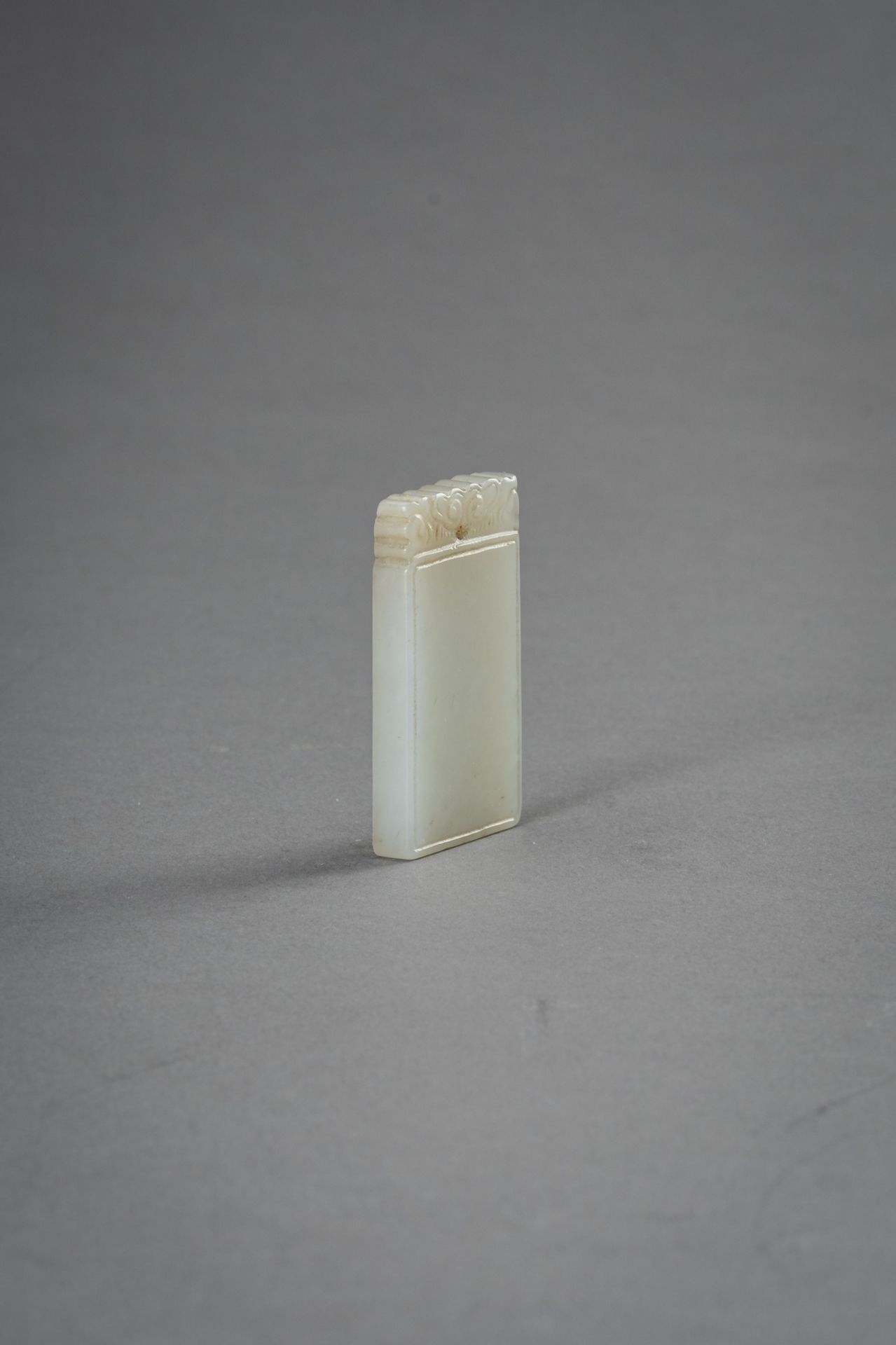 A MINIATURE WHITE JADE PLAQUE, 1930s - Image 3 of 8