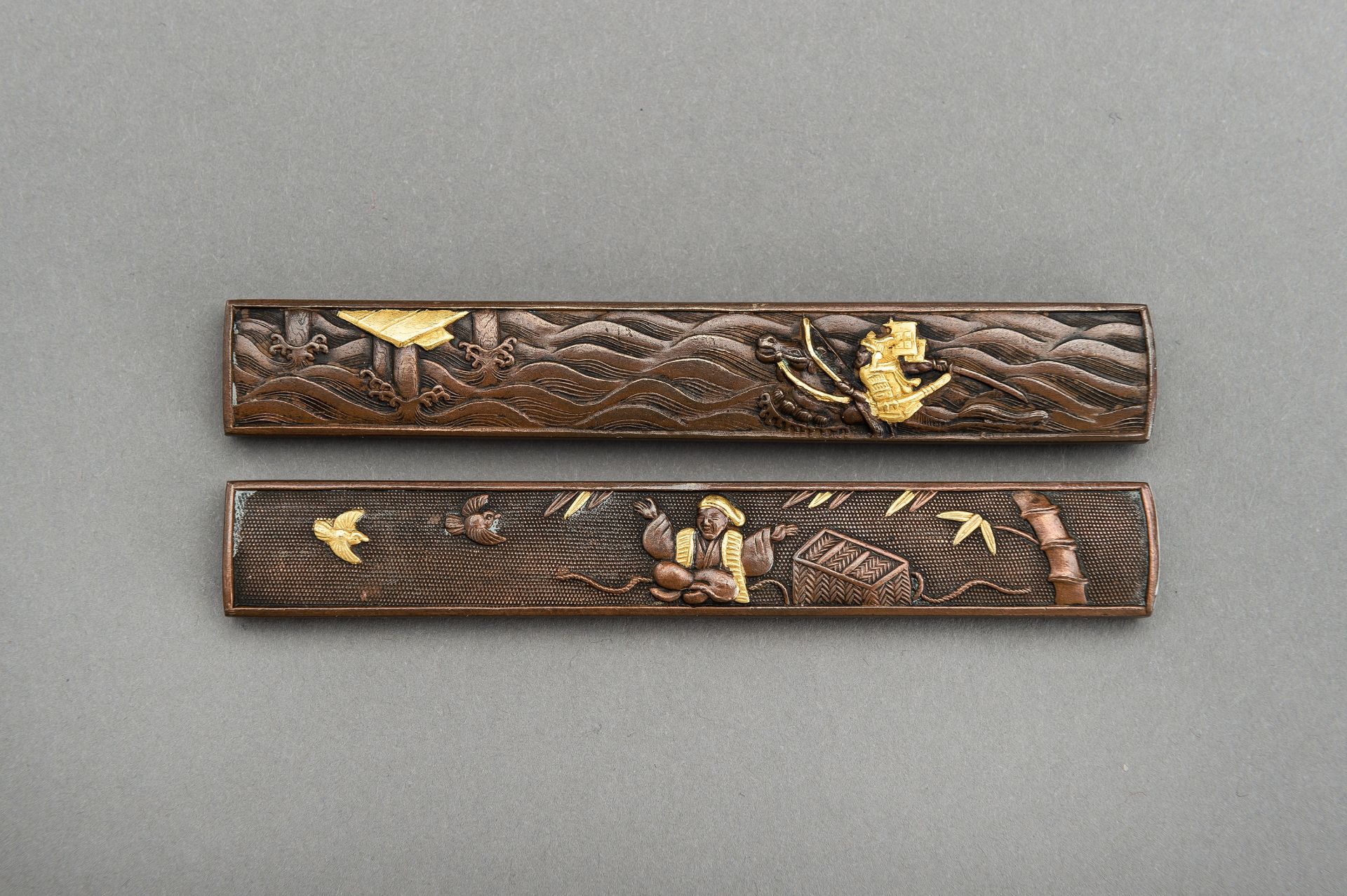 TWO COPPER AND GOLD KOZUKA