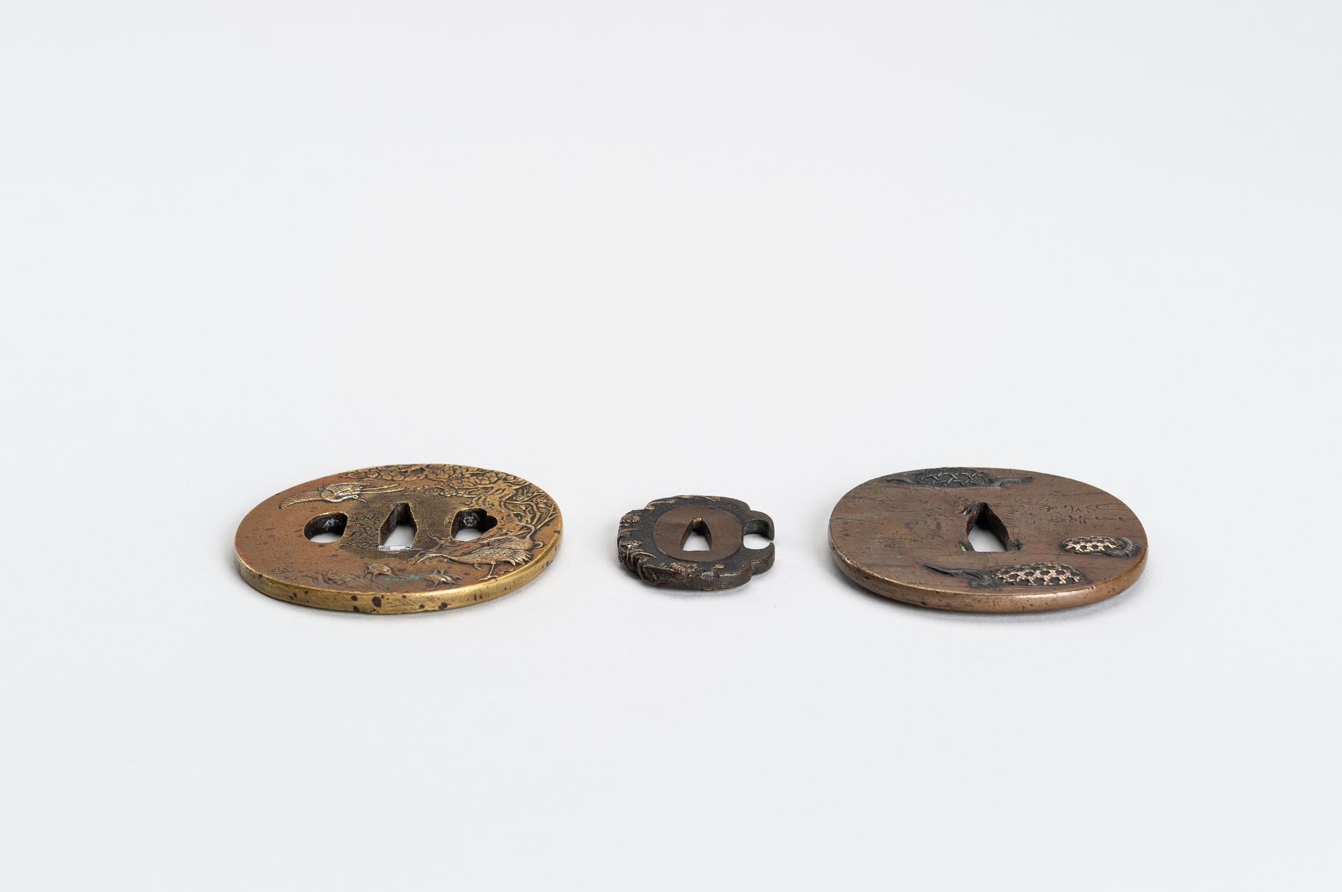 A LOT WITH THREE COPPER AND BRASS TSUBA, 19th CENTURY - Image 11 of 12
