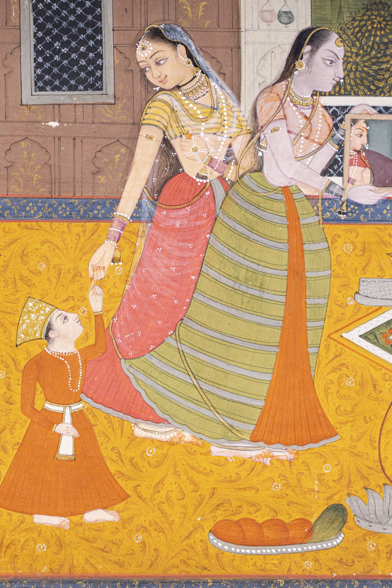 AN INDIAN MINIATURE PAINTING OF A PRINCESS AND ATTENDANTS - Image 2 of 6