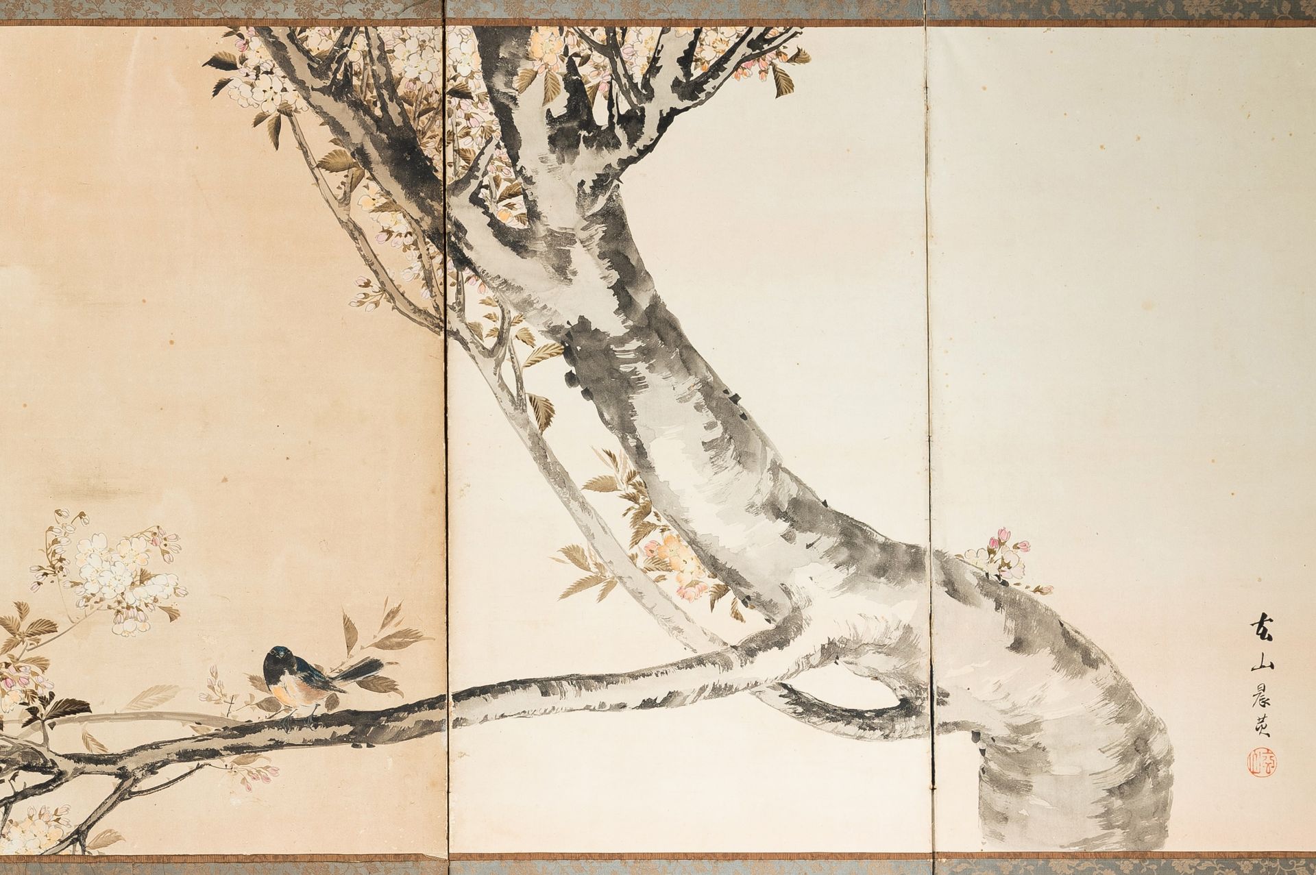 A SIX-PANEL FOLDING SCREEN WITH PRUNUS TREE - Bild 5 aus 11