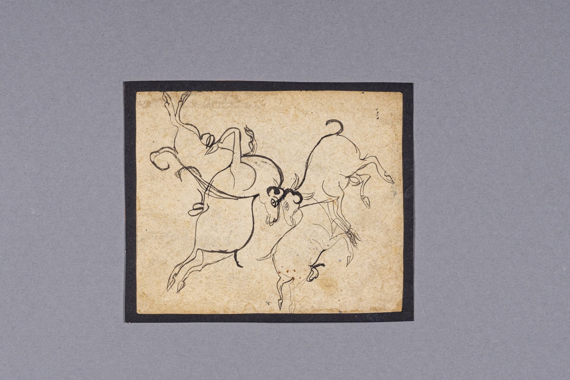 AN INDIAN MINIATURE PAINTING OF RAMS AND A RABBIT, 19th CENTURY - Image 2 of 6