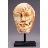 A GANDHARAN MARBLE HEAD OF A BEARDED MAN