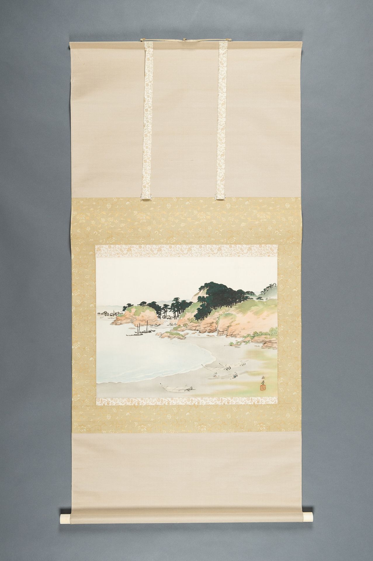 GYOKUDO KAWAI (1873-1957): A SCROLL PAINTING OF A SEASIDE LANDSCAPE - Image 2 of 16