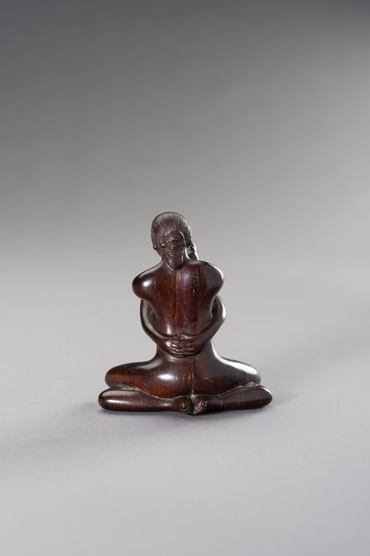 A ZITAN WOOD FIGURE OF A COUPLE IN EROTIC EMBRACE - Image 10 of 12