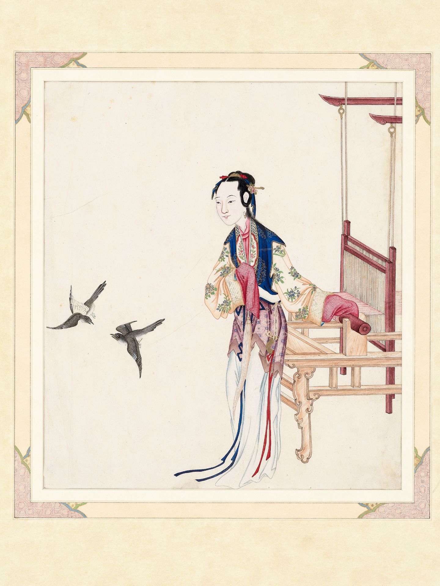 LADY WITH LOOM AND MAGPIES', QING DYNASTY - Bild 2 aus 6