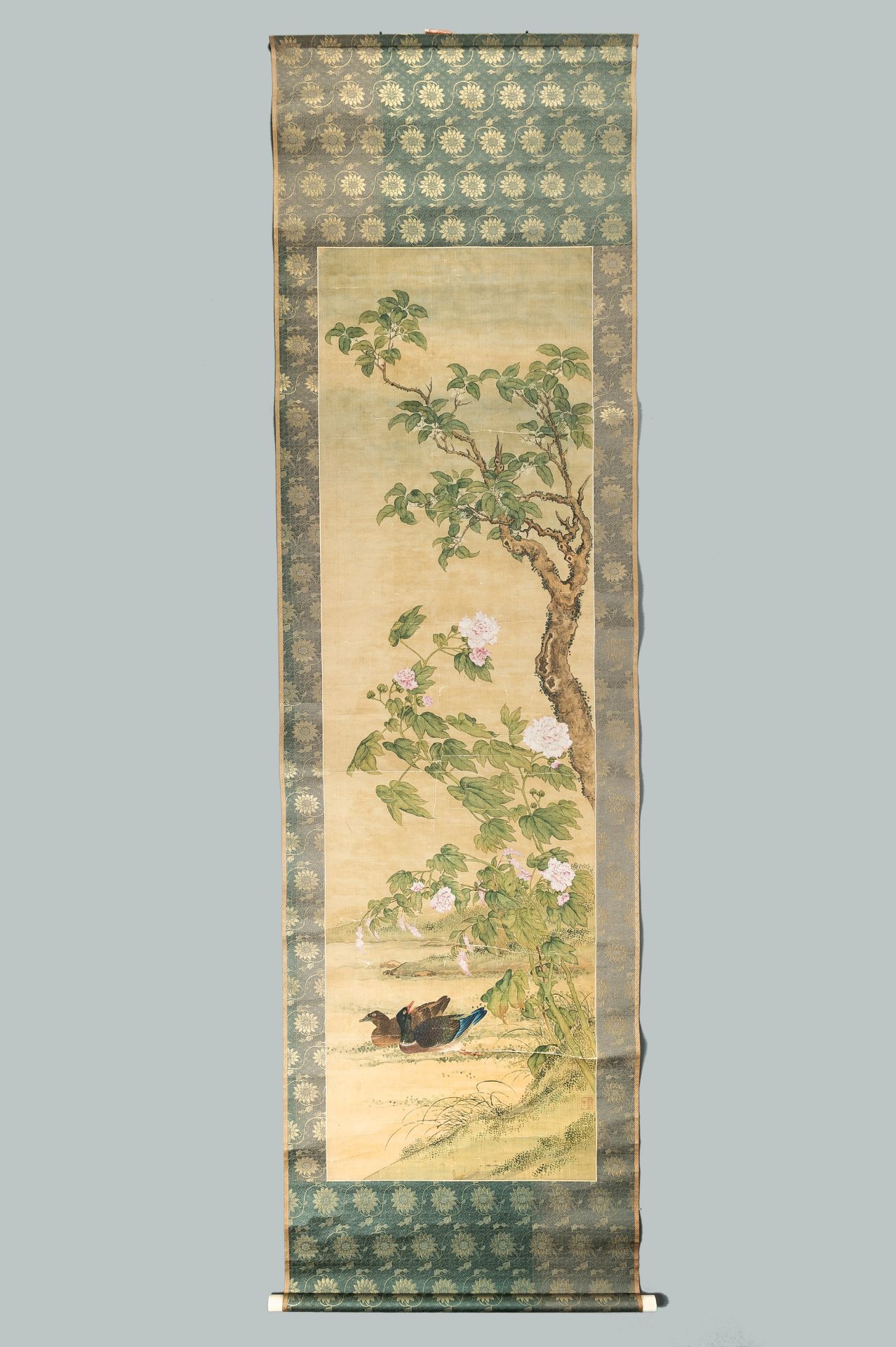 A GROUP OF THREE SCROLL PAINTINGS WITH DUCKS, BIRDS, AND RABBITS, QING - Image 12 of 30